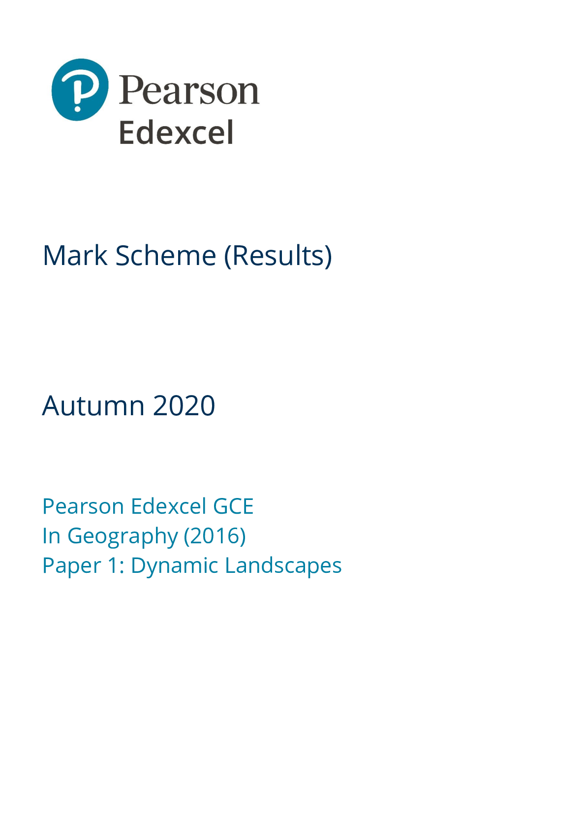 Pearson Edexcel Past Papers A Level Geography Nov 2021. All Question Papers, Mark Schemes and